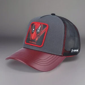Marvel Deadpool Trucker Hat Capslab Black/Grey/Burgundy SnapBack Cap Comic Rare - Picture 1 of 12