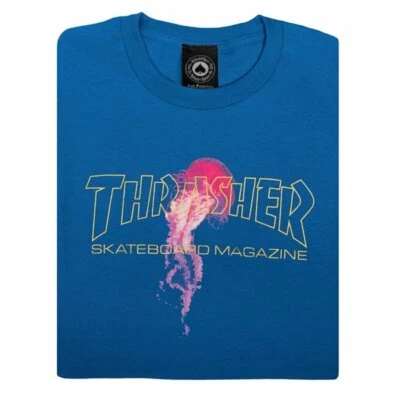 Thrasher Tee Atlantic Drift Royal Blue Premium Skateboard Magazine T-Shirt - image 1 of 3