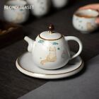 Traditional Ru Kiln Ceramic Teapots Handmade Cute Cat Pattern Kettle Travel