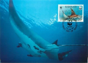 E0008 WWF Maximum Card 1991 Fauna Animales Vida Marina Kiribati Manta Ray - Imagen 1 de 2