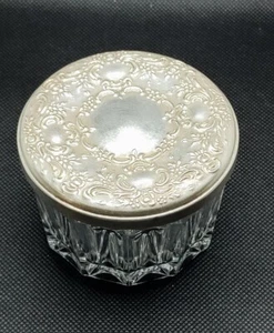 Vintage Weighted & Reinforced 838 Silver w/ Mirror and Glass Powder Bowl Trinket - Picture 1 of 7