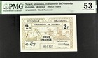 New ListingNew Caladonia 2 Francs Pick# 56b 1943 Pmg 53 About Unc Banknote