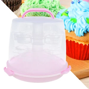 3-Layer Cupcake Holder Dessert Transport with Lockable Lid Cake Tray Container - Picture 1 of 12