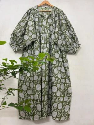 Hand Block Printed Dress, Block Print Dress, Indian Tunics, Hand Printed Dress, - Image 1 of 4