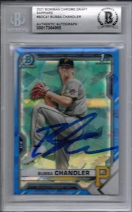 Bubba Chandler 2021 Bowman Chrome Draft Sapphire Auto Firmato Rookie Card Beckett - Foto 1 di 2