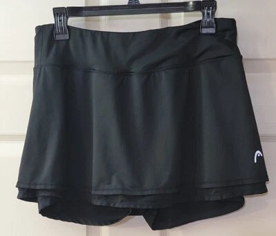 Head Solid Black Tennis 12" Skorts with 2-Tiers Size L - Image 1 of 4