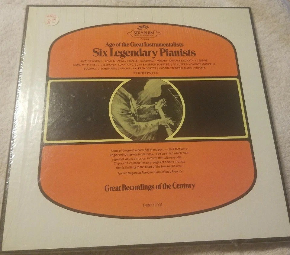 Six Legendary Pianists Fischer/Gieseking/Hess/Schnabel/Solomon/Cortot New Mono - Image 1 of 4