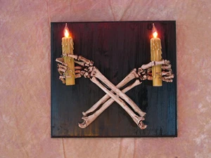 Brazos esqueléticos aplique de pared, cráneo, utilería de Halloween - Imagen 1 de 6
