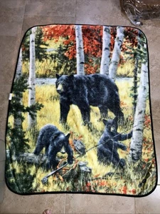 Bears And Birches Fleece Blanket 48” x 60” - Picture 1 of 5