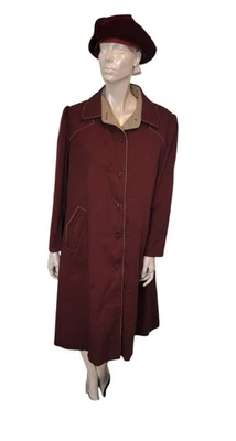 Vintage Windsor Bay Women's Lined Coat Lg 12 - 14 JC Penney Burgundy Overcoat - Image 1 of 4