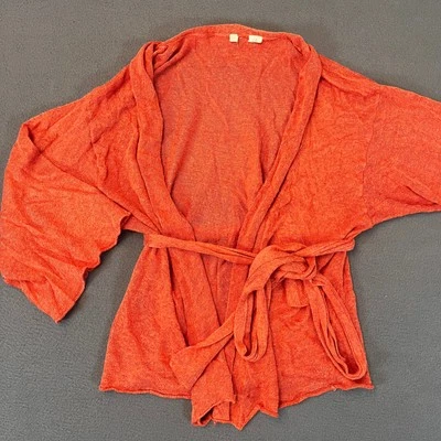 Cárdigan Anthropologie Moth Talla Med Mezcla de Lino Naranja Bolsillo Envolvente Top Corbata Y2K Foto 1 de 4