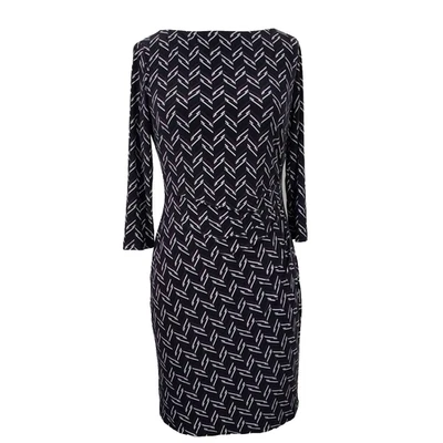 Платье-футляр Lauren Ralph Lauren размер 12P эластичное 3/4 рукава черное фиолетовое белое - Изображение 1 из 4