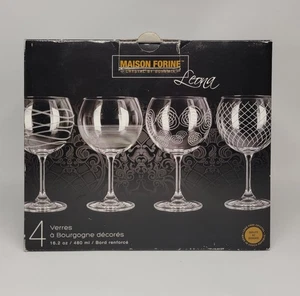 Juego de 4 copas de vino bohemio checo Maison Forine Leona Borgoña - Imagen 1 de 10