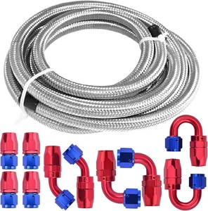 20FT Fuel Line 6AN 3/8" Universal Premium Braided Fuel Hose CPE Oil Gas Stain... - Bild 1 von 1