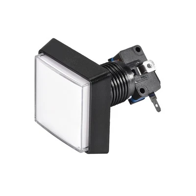 Game Push Button 50x50 Square 12V LED Illuminated Push Button White 1PC - Image 1 of 3