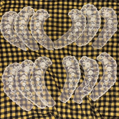 6 件套 批量 复古 NOS 象牙色 爱德华时代 古董 蕾丝领 服装 连衣裙 装饰 — 第 1/4 张图片