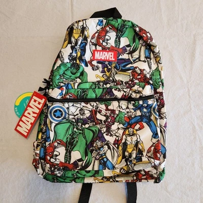 NEW Marvel Avengers 16" All-Over Comic Print Backpack - White Bioworld with Tags - Image 1 of 4