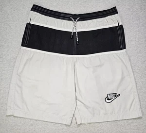 De Colección Y2K Nike Board Shorts Para Hombres GRANDES Gris Negro Rayas Bordado Cordón - Imagen 1 de 13
