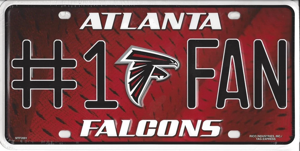 Letrero de metal para fanáticos de Atlanta Falcons #1 placa de matrícula etiqueta hombre cueva NFL Foto 1 de 1