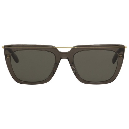Occhiali da sole Alexander McQueen grigi flat top con dettagli oro nuovi con scatola!