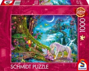 Schmidt Unicorn and Elf Among the Tall Timbers by Aimee Stewart 1000 pce jigsaw - Picture 1 of 2