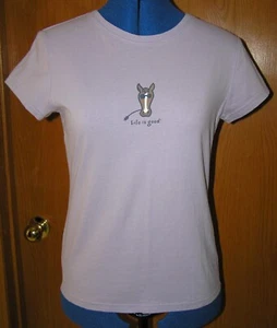 CAMISETA ORIGINAL LIFE IS GOOD PÚRPURA PASTEL CLARO CABALLO DAMAS MUJERES - Imagen 1 de 2