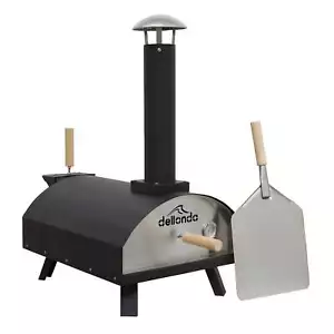 Dellonda 14" Portable Wood-Fired Pizza & Smoking Oven - Black/Stainless Steel - Picture 1 of 24