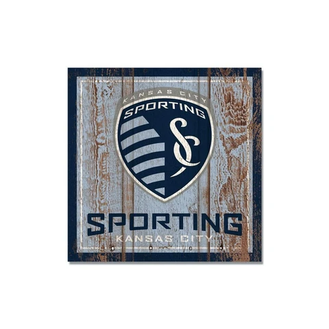 LOT OF TWO (2) SPORTING KANSAS CITY (3" X 3") DISTRESSED LOOK, WOODEN MAGNETS Cover