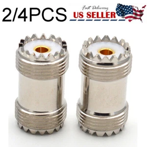 2/4x UHF SO-239 Female to Female Coupler RF Adapter Barrel Connector For PL-259 - Zdjęcie 1 z 6