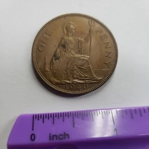 1940 UK Great Britain  One 1 Penny King George VI Coin - Picture 1 of 3