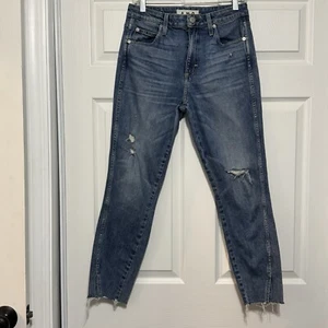Amo Jeans Damen Gr. 29 Loverboy High Rise Twist Fray Distressed Blau Denim - Bild 1 von 15