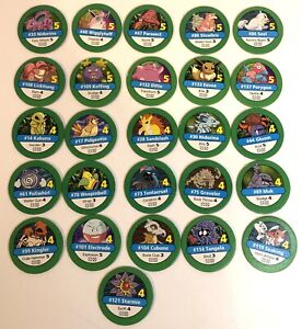 1999 Pokemon Master Trainer REPLACEMENT PARTS 26 Green Chips Pogs Vintage
