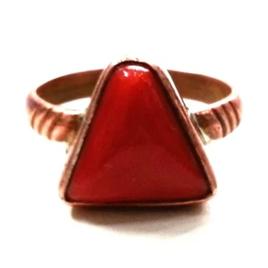 6,25 kt 7,25 Ratti natürliche rote Koralle Dreieck Billion reines Kupfer Edelstein Ring - Bild 1 von 2