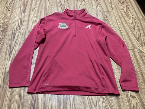 MEN NIKE XL 2009 Sugarbowl ALABAMA CRIMSON Tide NCAA Fit Dry 1/4 Zip Pullover Cover