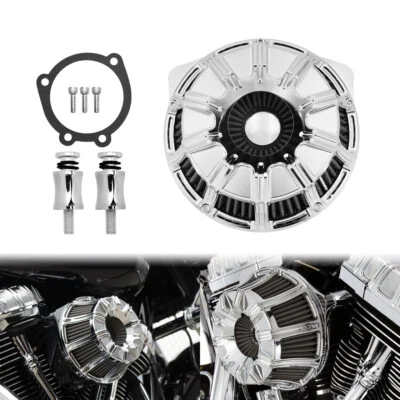 Chrome Air Filter Cleaner Grey Intake For Harley Softail Breakout Fat Boy 00-15 - Image 1 of 4