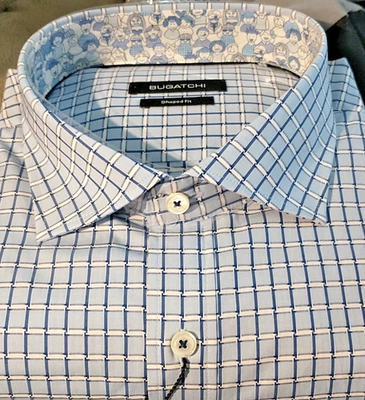 NWT Bugatchi men's Size L long sleeve button down shirt Fancy Checks Shaped Fit - Image 1 of 4