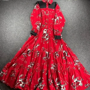 VTG Circle T Marilyn Lenox Western Cowboy Horse Print Tiered Maxi Dress Size 3/4 - Picture 1 of 9