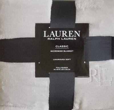 Ralph Lauren Classic Micromink Blanket Full/Queen Silver 90"x90" Light Grey Soft - Image 1 of 4