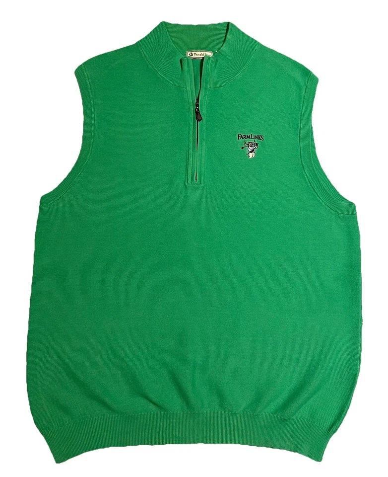Donald Ross 1/4 Cremallera Suéter Chaleco de Golf Para Hombre XL "Farm Links" Kelly Verde Usado en Excelente Condición!! Foto 1 de 4