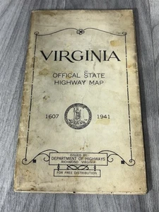 Vintage 1941 Virginia Official State Highway Map - Bild 1 von 2