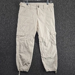 Vtg Y2K Baggy Paratooper Cargo Jogger Pants Womens 6 Skater Grunge Tan Khaki - Picture 1 of 13
