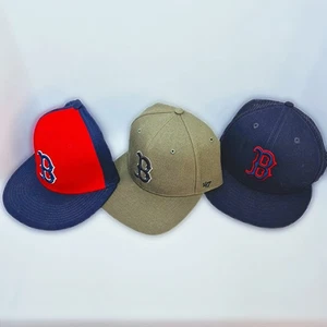 Boston Red Sox Hat Bundle (3) Mesh & Solid '47 MLB Caps Vintage Style - Picture 1 of 12
