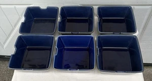 6ct Pottery Barn China Asian Square Cobalt Blue Ramen Noodle Bowl 6” - Picture 1 of 8