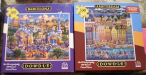 Pair of NEW Sealed Eric Dowdle Puzzles, 500 Barcelona, Amsterdam - Picture 1 of 2