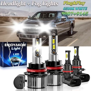 For Ford F-450 Super Duty 2001-2004 10000K LED Headlight Hi/Lo + Fog Light Bulbs - Picture 1 of 16