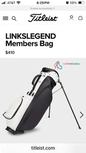 Titleist Links Legend Members Carry Stand Bag Lightweight - White/Black - Picture 1 of 8