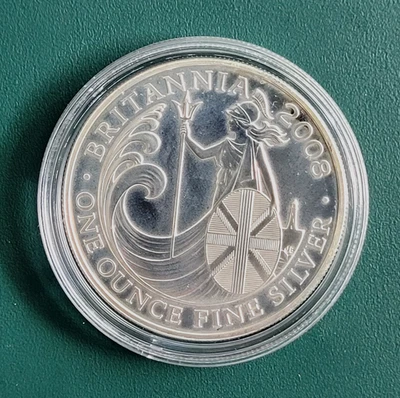 2008 Great Britain Coin UK Britannia 958 1 oz Silver BU in air-tite capsule - Image 1 of 3