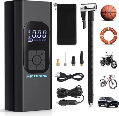 Cordless Tyre Inflator Air Compressor LCD Display Portable 4 Modes 150PSI DC 12V - Image 1 of 4