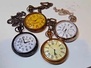 Lot of 4 Watch elgin vintage pocket Collectible Antique Brass Pocket Watch GIFT - Picture 1 of 6