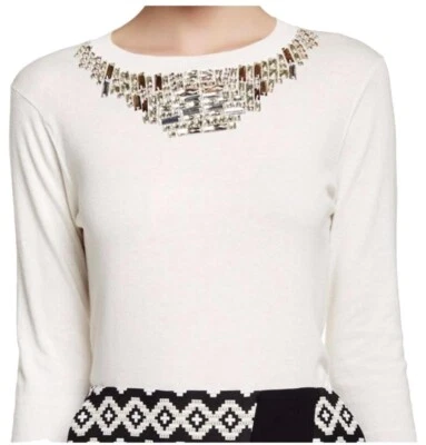 Ted Baker Sweater Rhinestone Embellished Blouse color Ivory size 2  - Image 1 of 4